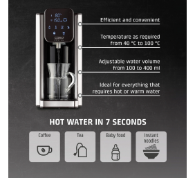 Caso HW 666 Inox | Turbo Hot Water Dispenser | Electric | 2200-2600 W | 2.7 L | Plastic/Stainless Steel | Stainless steel/Black