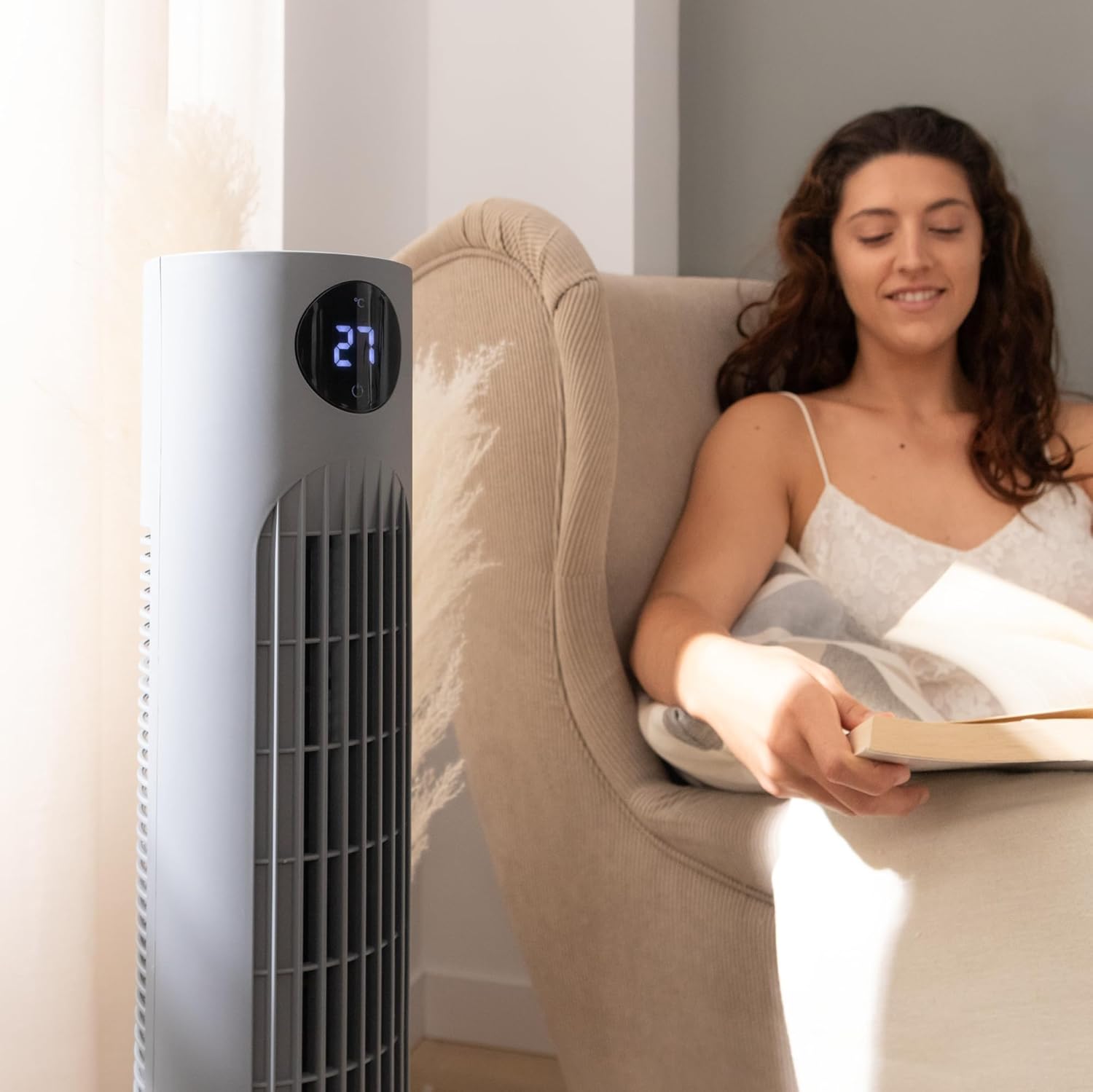 Cecotec EnergySilence 800 Skyline Smart | Tower Fan | Stand Fan | 60 W | Diameter 27 cm | Number of speeds 3 | Oscillation | Remote control | Black/Grey