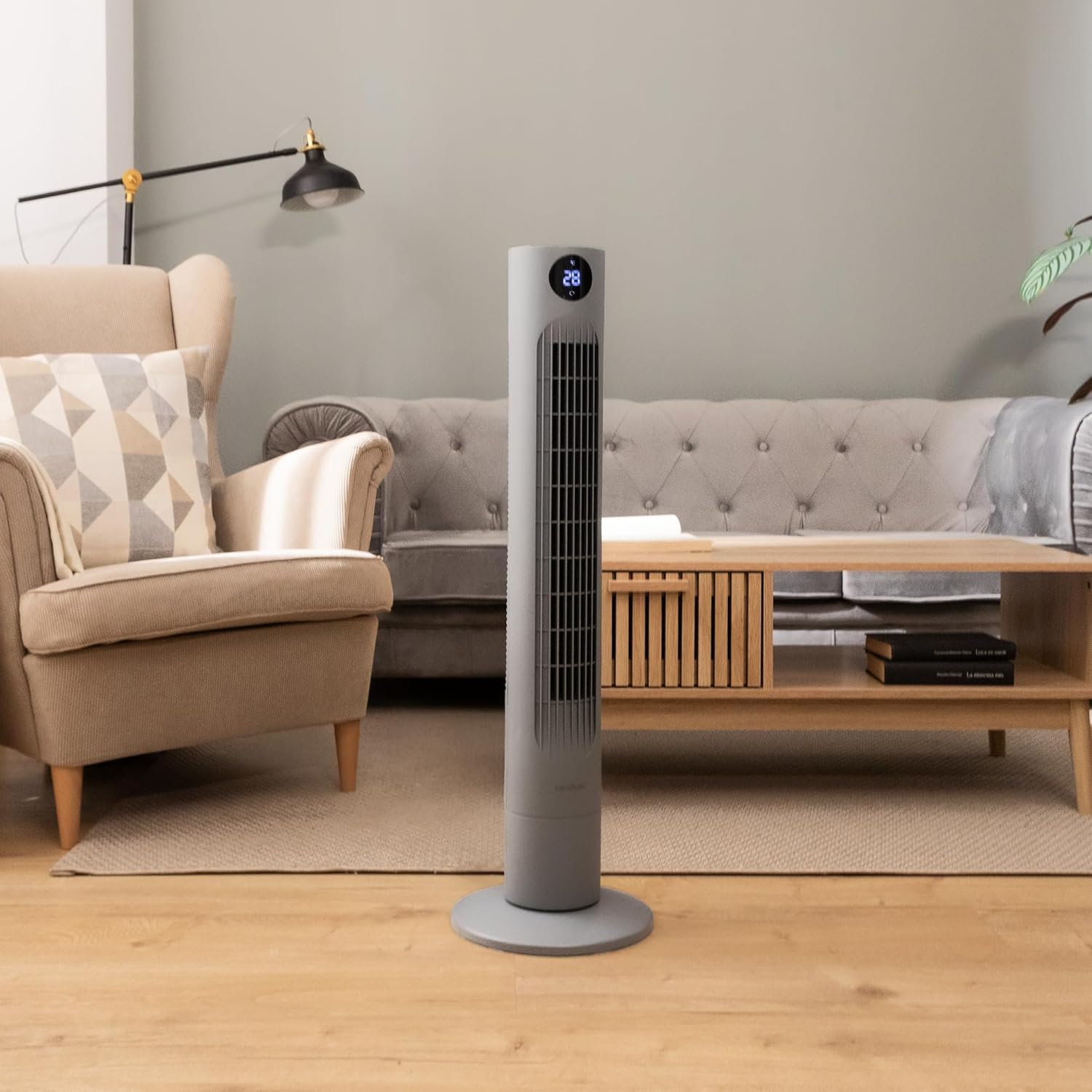 Cecotec EnergySilence 800 Skyline Smart | Tower Fan | Stand Fan | 60 W | Diameter 27 cm | Number of speeds 3 | Oscillation | Remote control | Black/Grey