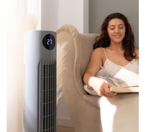 Cecotec EnergySilence 800 Skyline Smart | Tower Fan | Stand Fan | 60 W | Diameter 27 cm | Number of speeds 3 | Oscillation | Remote control | Black/Grey