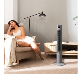 Cecotec EnergySilence 800 Skyline Smart | Tower Fan | Stand Fan | 60 W | Diameter 27 cm | Number of speeds 3 | Oscillation | Remote control | Black/Grey