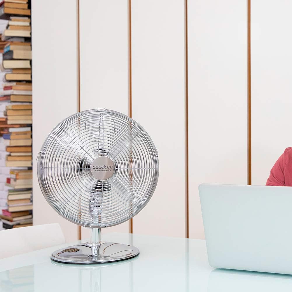 Cecotec EnergySilence 620 RetroDesk | Desktop Fan | Table Fan | 40 W | Diameter 30 cm | Number of speeds 3 | Oscillation | Silver
