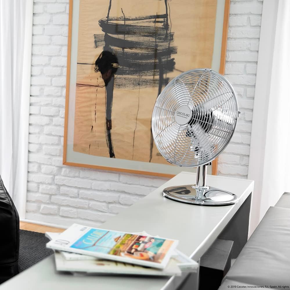Cecotec EnergySilence 620 RetroDesk | Desktop Fan | Table Fan | 40 W | Diameter 30 cm | Number of speeds 3 | Oscillation | Silver