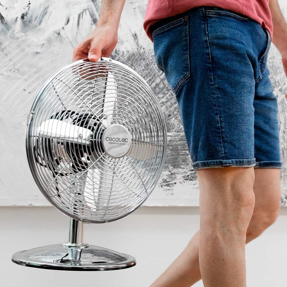 Cecotec EnergySilence 620 RetroDesk | Desktop Fan | Table Fan | 40 W | Diameter 30 cm | Number of speeds 3 | Oscillation | Silver
