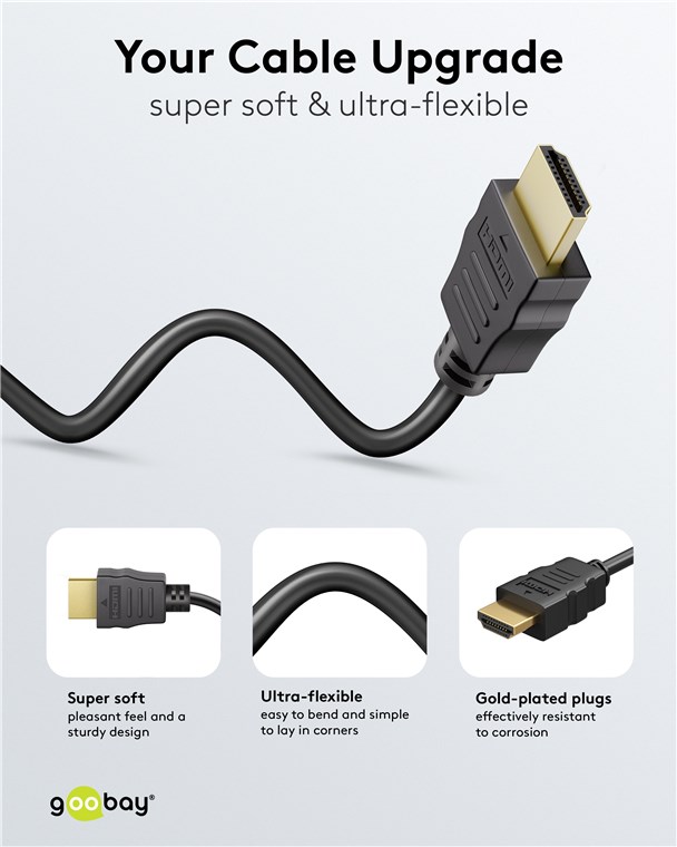 Goobay 80104 Soft HDMI High-Speed Cable with Ethernet | Soft | 3 m