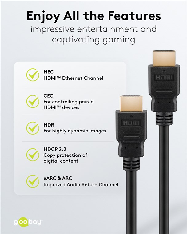 Goobay 80103 Soft HDMI High-Speed Cable with Ethernet | Soft | 2 m