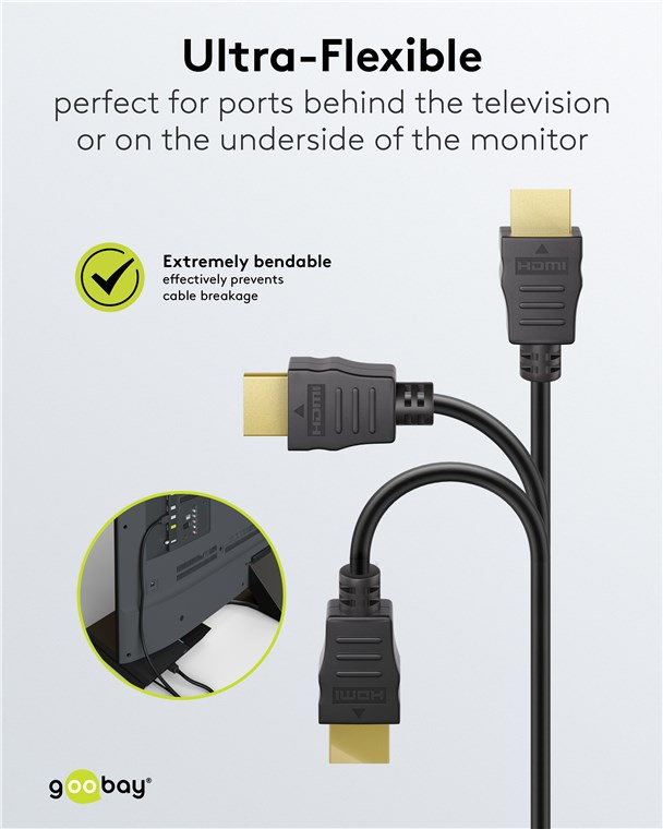 Goobay 80102 HDMI High‑Speed Cable with Ethernet | Soft | 1.5 m