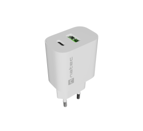 Natec Ribera USB Charger 1X USB-A + 1X USB-C 20W, White