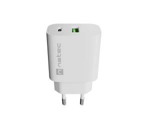 Natec Ribera USB Charger 1X USB-A + 1X USB-C 20W, White