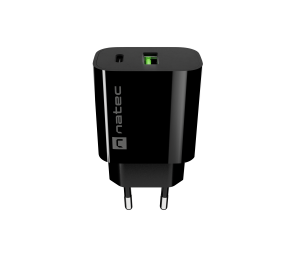 Natec Ribera USB Charger 1X USB-A + 1X USB-C 20W, Black