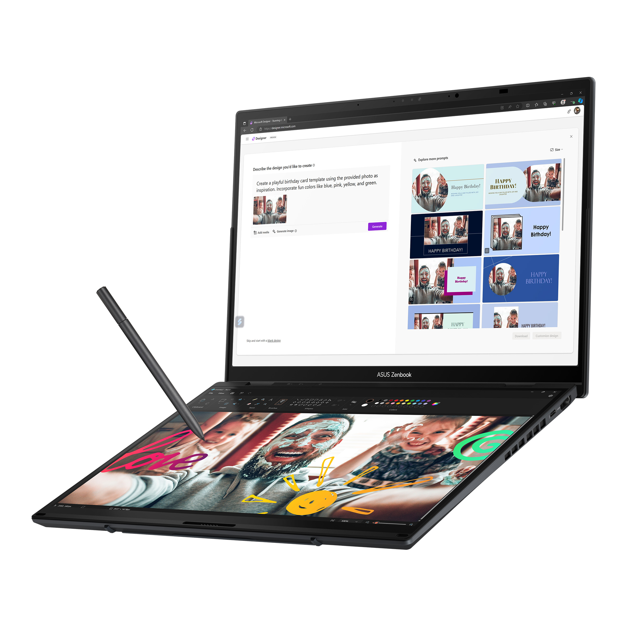 Asus | Zenbook Duo UX8406CA-QL287W | Inkwell Gray | 14 " | OLED | Touchscreen | FHD | 1920 x 1200 pixels | Intel Core Ultra 7 | 255H | 16 GB | LPDDR5X | Solid-state drive capacity 1000 GB | Intel Arc Graphics | Windows 11 Home | 802.11be | Bluetooth versi