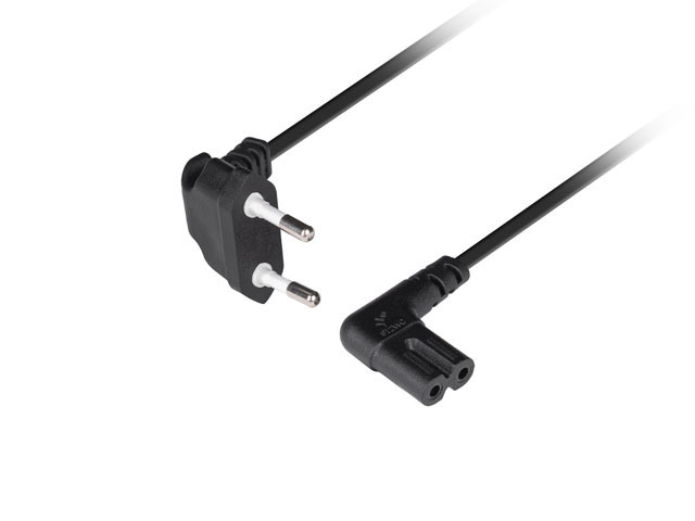 Lanberg CEE 7/16 to EC 320 C7 Euro (radio) power cord 1.8m angled VDE | CA-C7CA-12CC-0018-BK