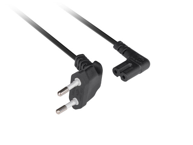 Lanberg CEE 7/16 to EC 320 C7 Euro (radio) power cord 1.8m angled VDE | CA-C7CA-12CC-0018-BK