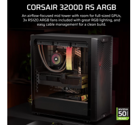 Corsair PC Case | 3200D RS ARGB | Smoke | Mid-Tower