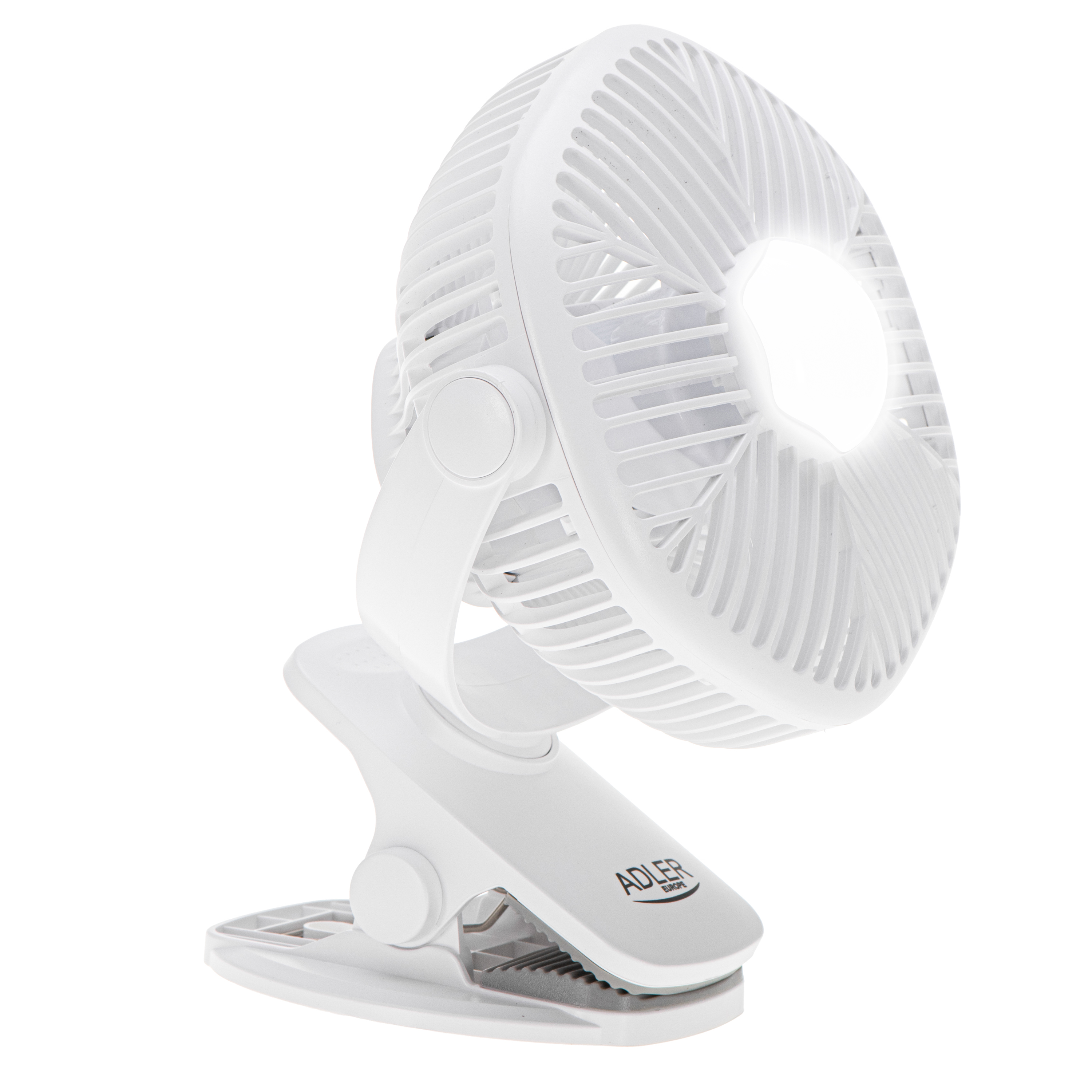 Adler Rechargeable fan with clip | AD 7335 | Table Fan | 6 W | Diameter 12.7 cm | Number of speeds 3 | Oscillation | White