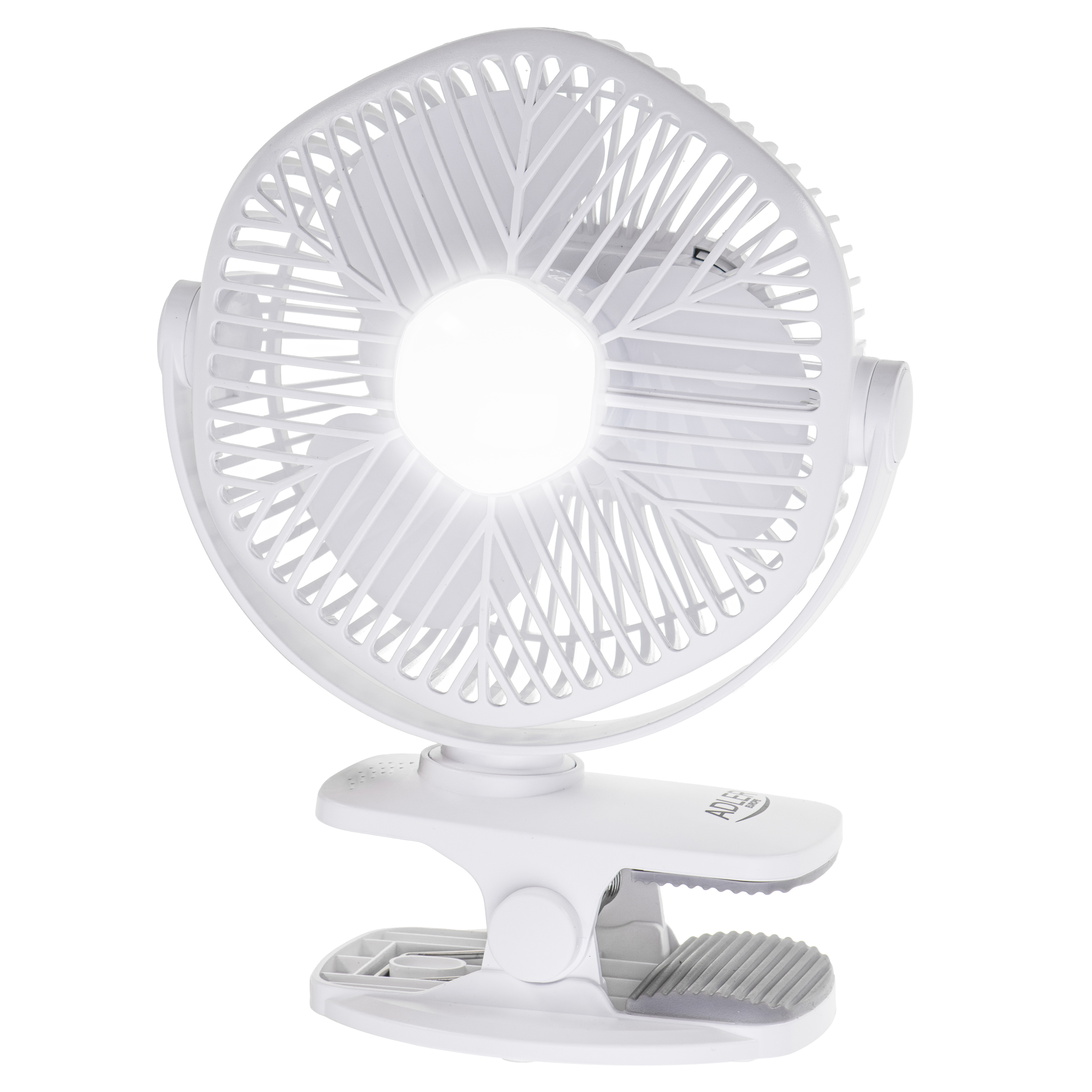Adler Rechargeable fan with clip | AD 7335 | Table Fan | 6 W | Diameter 12.7 cm | Number of speeds 3 | Oscillation | White