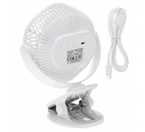 Adler Rechargeable fan with clip | AD 7335 | Table Fan | 6 W | Diameter 12.7 cm | Number of speeds 3 | Oscillation | White