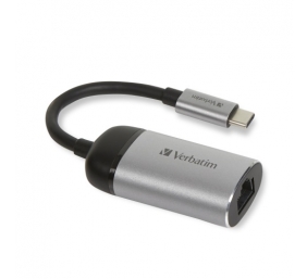 Verbatim 49146 USB-C to Gigabit Ethernet Adapteris, USB 3.1 GEN 1, Gigabit Ethernet, Pilka/Juoda