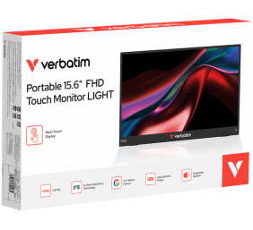 Verbatim 32402 Nešiojamas monitorius LIGHT 15.6'' IPS Touch FHD 1920x1080 10ms 250cd/m2 60Hz, Juoda