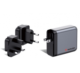 Verbatim 32203 GaN Įkroviklis 140W 4-Port, USB-A/USB-C, EU/UK/US Plug, Pilka/Juoda