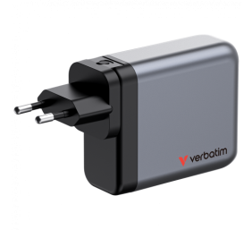 Verbatim 32203 GaN Įkroviklis 140W 4-Port, USB-A/USB-C, EU/UK/US Plug, Pilka/Juoda
