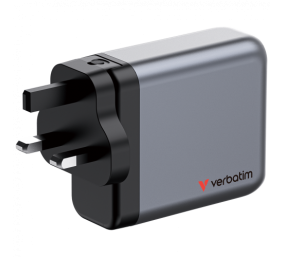 Verbatim 32203 GaN Įkroviklis 140W 4-Port, USB-A/USB-C, EU/UK/US Plug, Pilka/Juoda