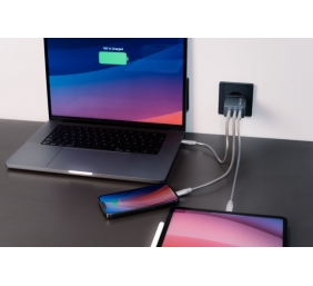 Verbatim 32201 GaN Įkroviklis 65W 3-Port, USB-A/USB-C, EU/UK/US Plug, Pilka/Juoda