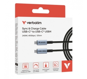 Verbatim 31847 Sync &amp; Charge Kabelis USB-C į USB-C 240W 40Gbps 120cm, Pilka/Juoda