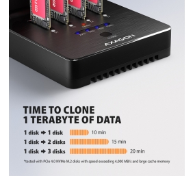 AXAGON ADSA-M2C44 USB4 docking station for 4x M.2 NVMe SSDs with disk cloning function without a PC