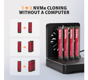 AXAGON ADSA-M2C44 USB4 docking station for 4x M.2 NVMe SSDs with disk cloning function without a PC
