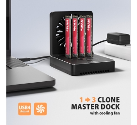 AXAGON ADSA-M2C44 USB4 docking station for 4x M.2 NVMe SSDs with disk cloning function without a PC