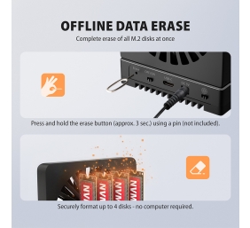 AXAGON ADSA-M2C44 USB4 docking station for 4x M.2 NVMe SSDs with disk cloning function without a PC