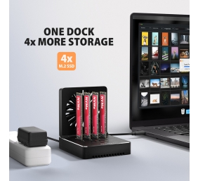 AXAGON ADSA-M2C44 USB4 docking station for 4x M.2 NVMe SSDs with disk cloning function without a PC