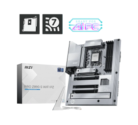 MSI PRO Z890-S WIFI PZ | Processor family Intel | Processor socket LGA1851 | DDR5 | Supported hard disk drive interfaces SATA, M.2 | Number of SATA connectors 4