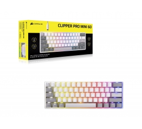 CORSAIR CLIPPER PRO MINI 60 Hall Effect Gaming Keyboard, Backlit RGB LED, CORSAIR MGX Core, White , PBT DS Keycaps