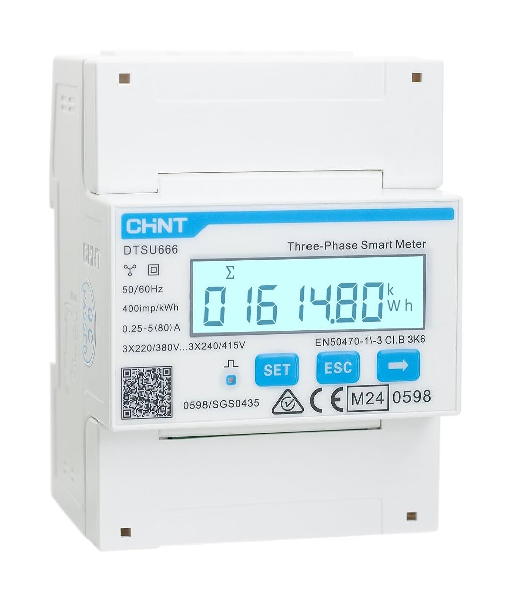 Chint | Smart Power Meter Direct Measurement 3Ph+N Modbus 80A MID (Compatible with DEYE) | DTSU666