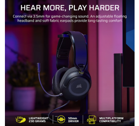 Corsair Gaming Headset | HS35 v3 | Wired | Microphone | Carbon