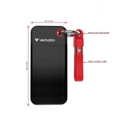 Verbatim 32192 Išorinis SSD diskas 1TB, USB-C 3.2 Gen 2, M.2, iki 1000MB/s, Juoda/Raudona
