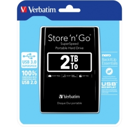 Verbatim 53177 Store 'n' Go USB 3.0 Išorinis kietasis diskas HDD 2TB, iki 4800 Mbit/s 5400rpm, Juoda