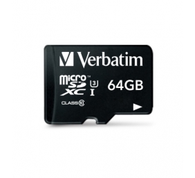 Verbatim 47042 Pro U3 Micro SDXC Atminties kortelė 64GB + microSD į SD Adapteris