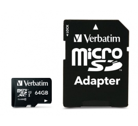 Verbatim 47042 Pro U3 Micro SDXC Atminties kortelė 64GB + microSD į SD Adapteris
