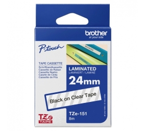 Brother TZe-151 (TZe151) Laminuota ženklinimo juostelė 24mm 8m, Black on Clear