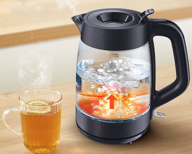 TEFAL Kettle | KO2G08E0 | 2000 W | Electric | 1.7 L | Heat-resistant glass | 360° rotational base | Black/Transparent