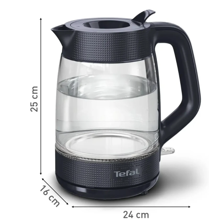 TEFAL Kettle | KO2G08E0 | 2000 W | Electric | 1.7 L | Heat-resistant glass | 360° rotational base | Black/Transparent