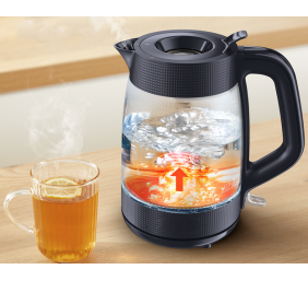 TEFAL Kettle | KO2G08E0 | 2000 W | Electric | 1.7 L | Heat-resistant glass | 360° rotational base | Black/Transparent
