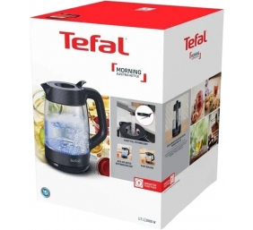 TEFAL Kettle | KO2G08E0 | 2000 W | Electric | 1.7 L | Heat-resistant glass | 360° rotational base | Black/Transparent