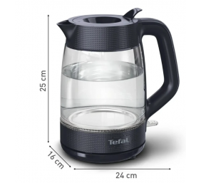 TEFAL Kettle | KO2G08E0 | 2000 W | Electric | 1.7 L | Heat-resistant glass | 360° rotational base | Black/Transparent