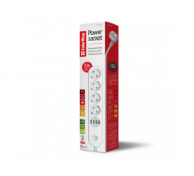 ColorWay | CW-CHE44W | Power socket, 4 EU sockets