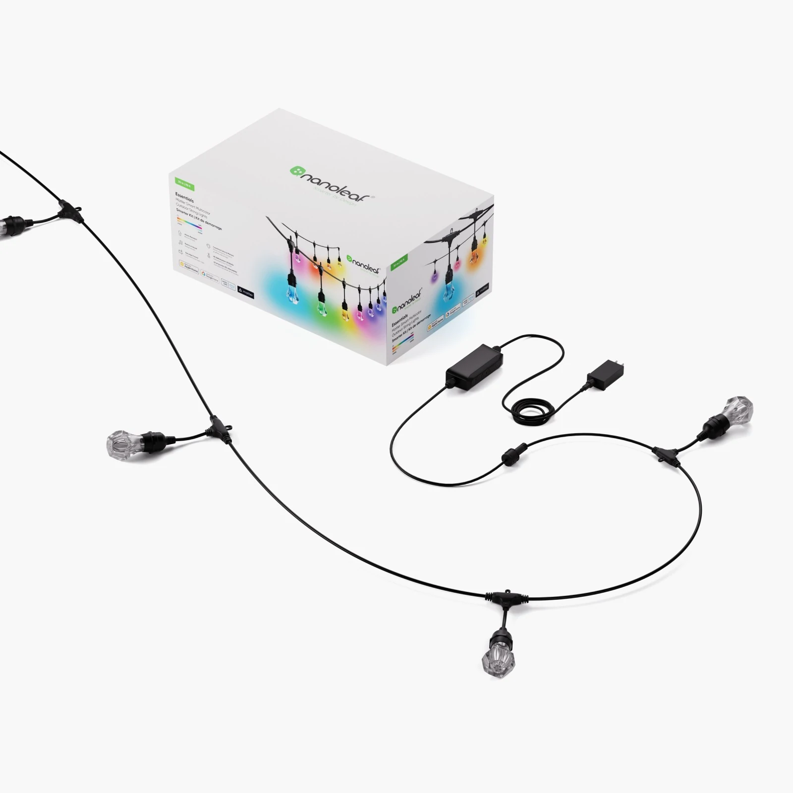 Nanoleaf Essentials Matter Smart Multicolour Outdoor String Lights Starter Kit 30m | 16M+