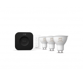 Philips Hue Starter set: 3 GU10 bulbs, dimmer switch, Hue Bridge Pro | GU10 | Zigbee, Wi-Fi, Bluetooth